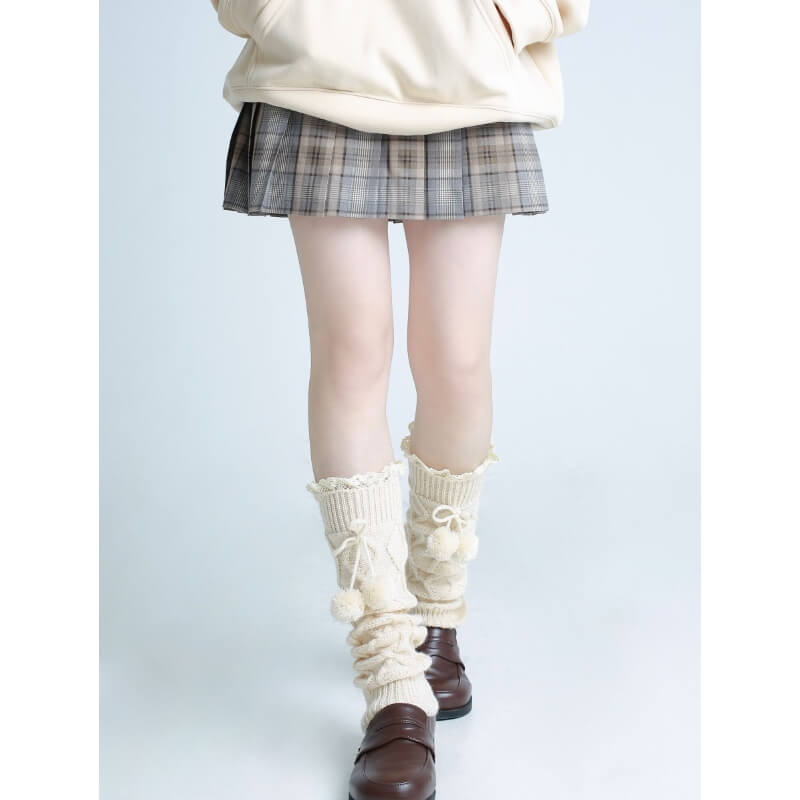 FASHION KAWAII POMPON WINTER LEG WARMERS