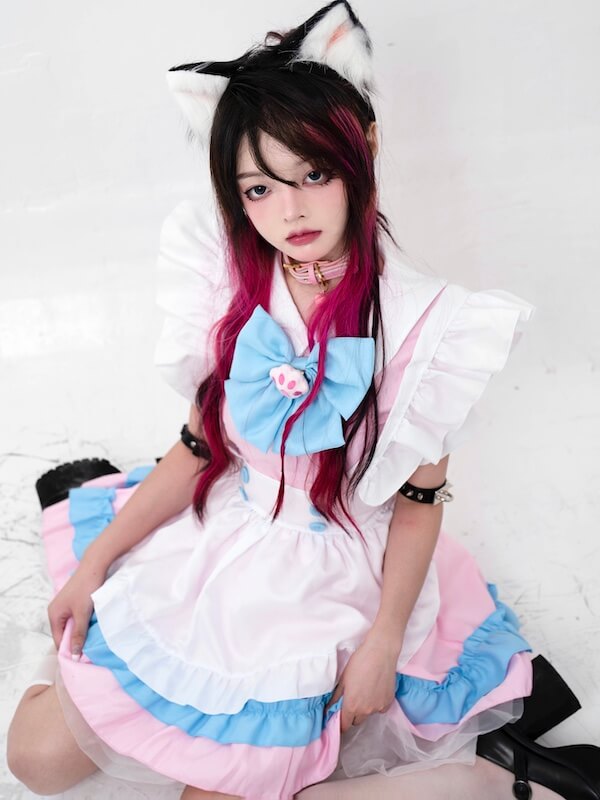 FASHION KITTY MAID COSPLAY DRESS SET