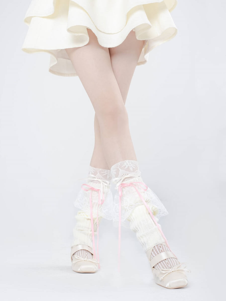 FASHION LACE DOLL RIBBON LEG WARMERS