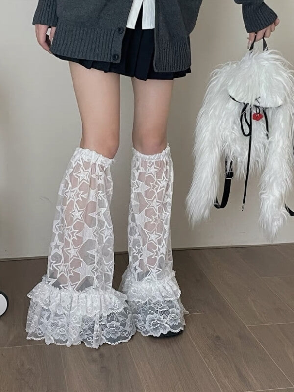 FASHION LAYERED STAR LACE LEG WARMERS