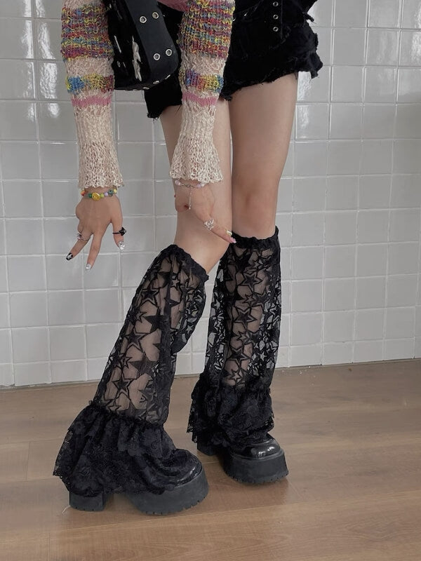 FASHION LAYERED STAR LACE LEG WARMERS