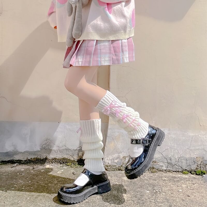FASHION PASTEL RIBBON LEG WARMERS