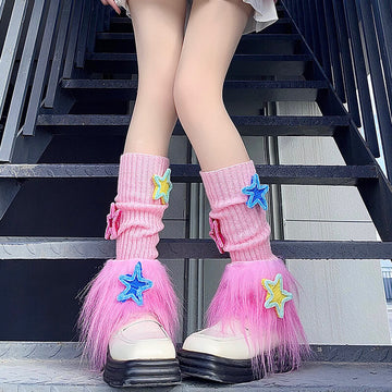 FASHION PINK CANDY STARS LEG WARMERS