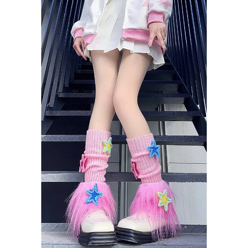 FASHION PINK CANDY STARS LEG WARMERS
