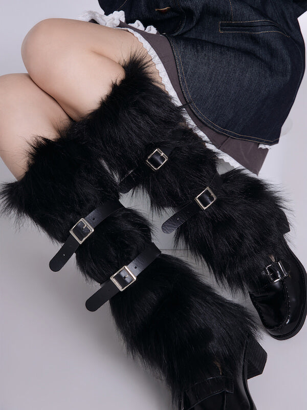 FASHION ARTIFICIAL FUR GARTERS LEG WARMERS