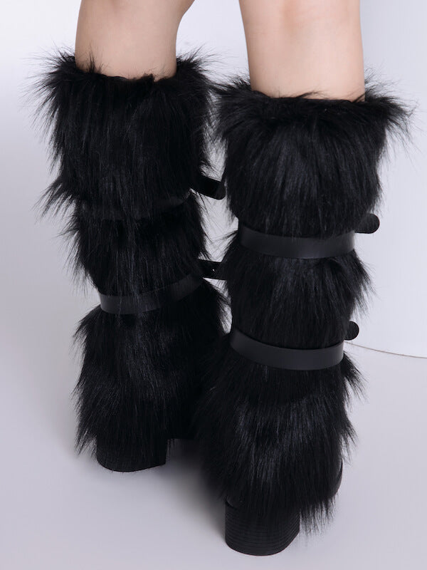 FASHION ARTIFICIAL FUR GARTERS LEG WARMERS