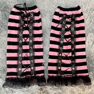 FASHION PINK PUNK RIBBON LEG WARMERS
