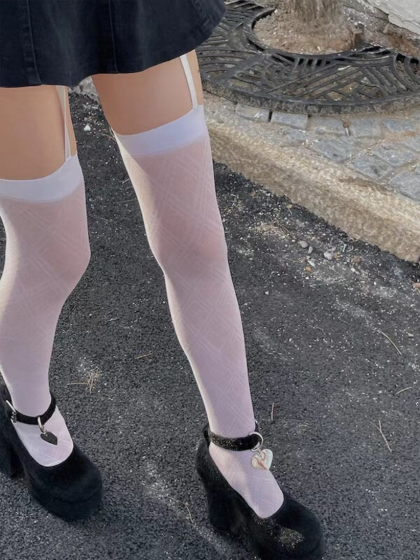 FASHION PLAID SUSPENDER TIGHTS