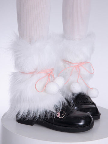FASHION POMPON FURRY LEG WARMERS