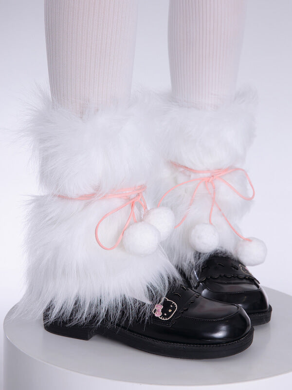 FASHION POMPON FURRY LEG WARMERS