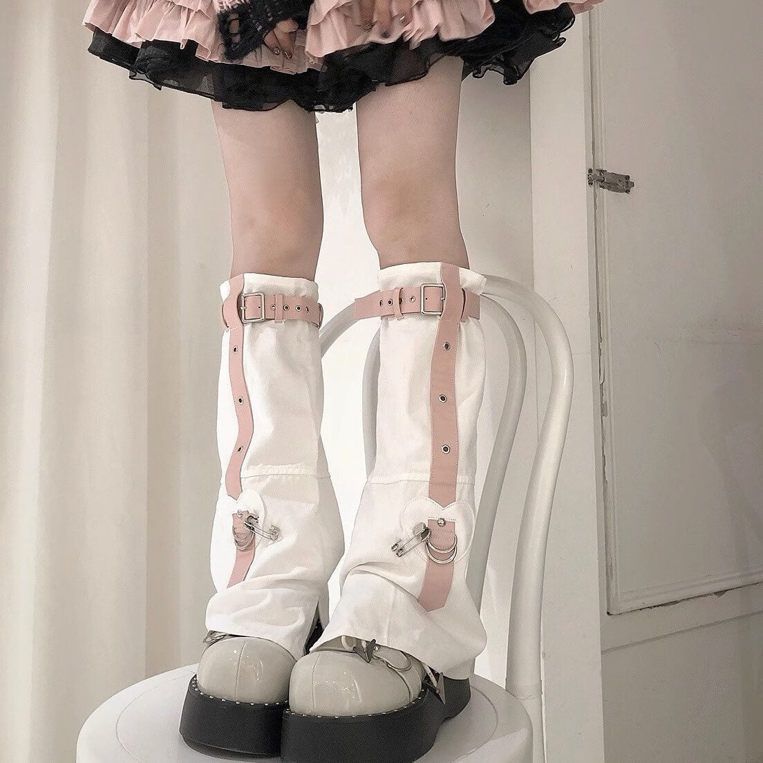 FASHION PUNK DOLL BUCKLE LEG WARMERS