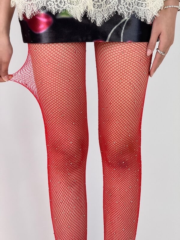 FASHION RHINESTONE BLING FISHNET TIGHTS