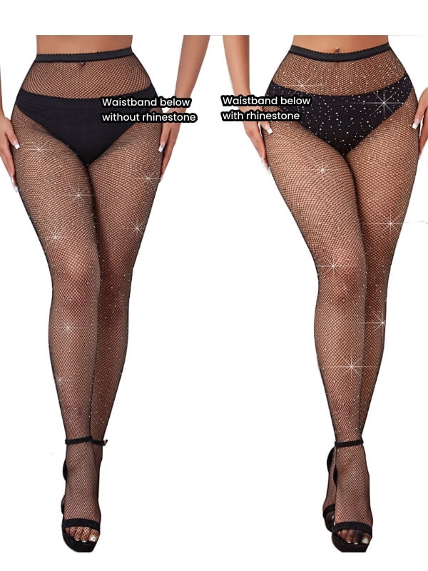 FASHION RHINESTONE BLING FISHNET TIGHTS