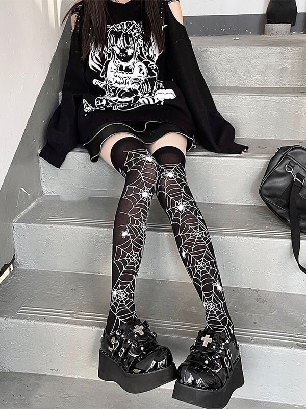 FASHION SPIDER GIRL DARK STOCKINGS