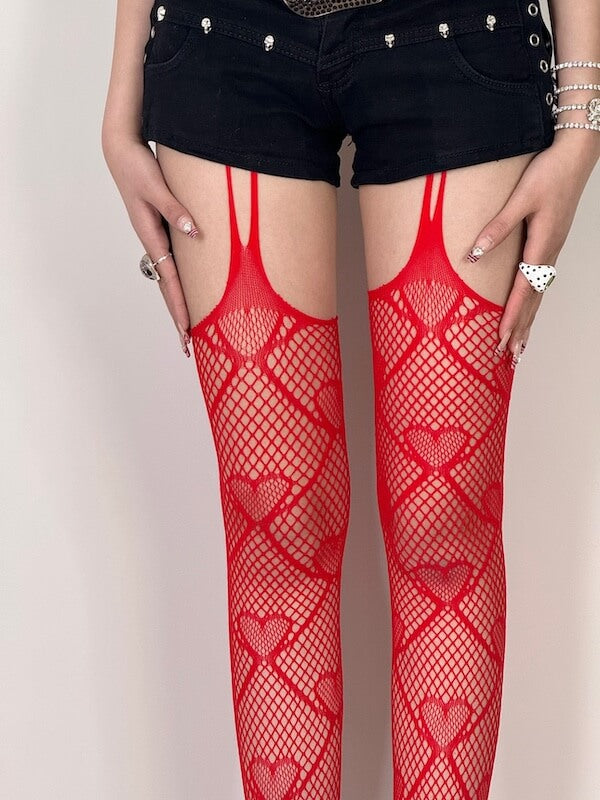 SWEET COOL HEART SUSPENDER TIGHTS