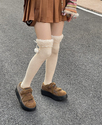 FASHION POMPON THIGH HIGH WARM STOCKINGS