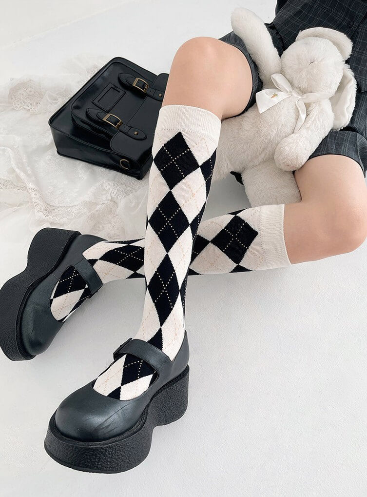 FASHION VINTAGE SCHOOL GIRL DIAMOND STOCKINGS