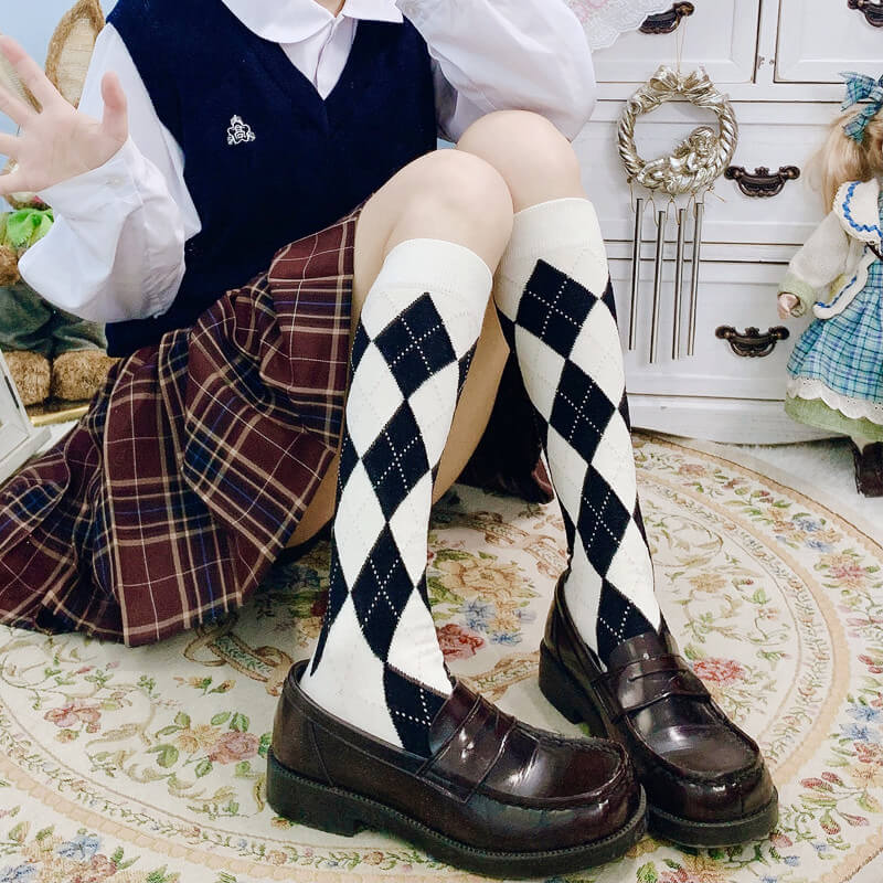 FASHION VINTAGE SCHOOL GIRL DIAMOND STOCKINGS