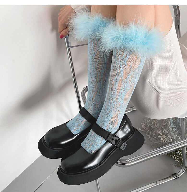 FASHION COLOR FURRY LACE STOCKINGS