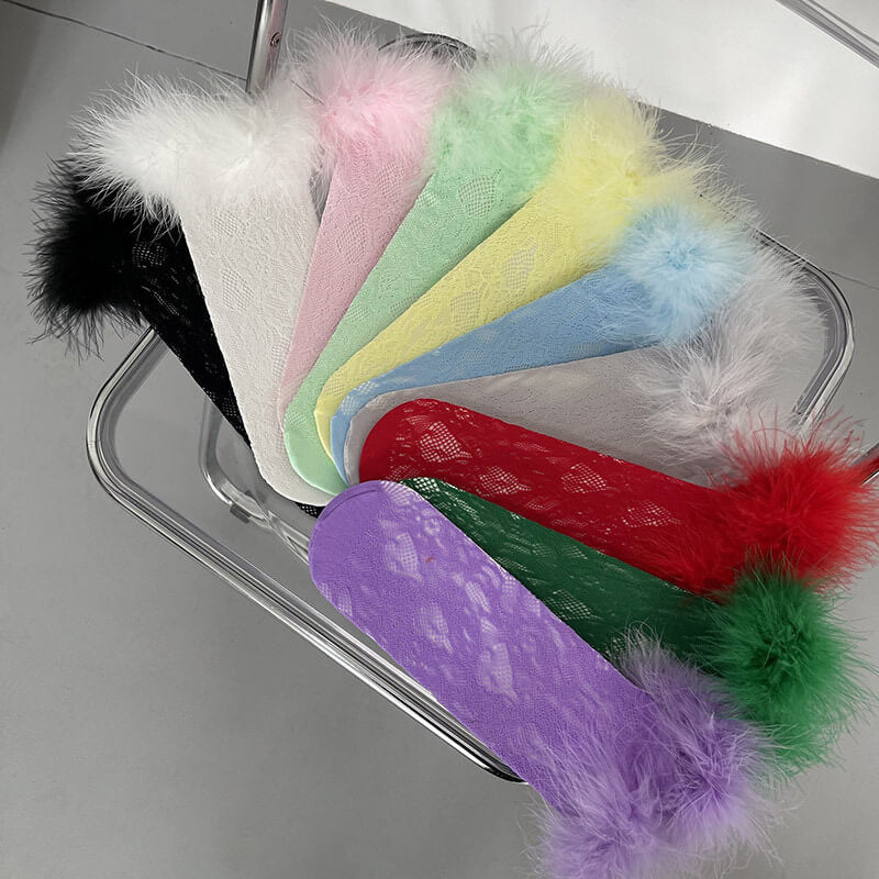 FASHION COLOR FURRY LACE STOCKINGS