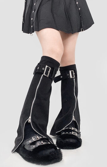 FASHION ZIPPER BUCKLE LEG WARMERS