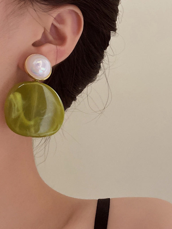 STATEMENT CONTRAST COLOR GEOMETRIC ACRYLIC EARRINGS ACCESSORIES