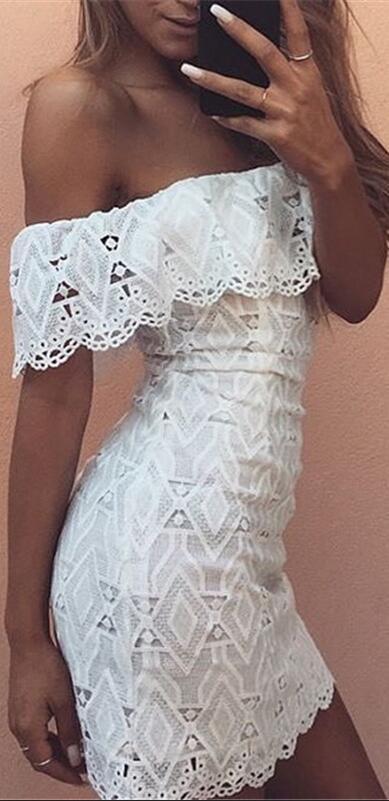Sexy Strapless Bodycon Lace Short Dress