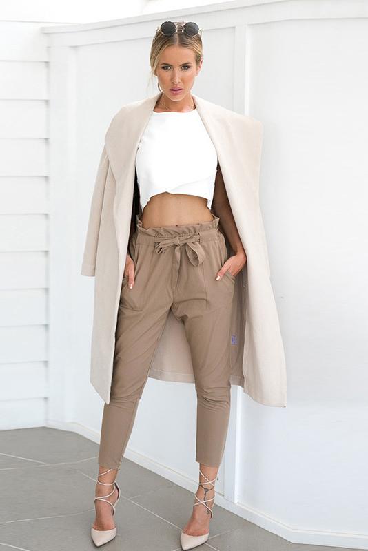 Solid Color Straps Belt 9/10 Skinny Casual Pants