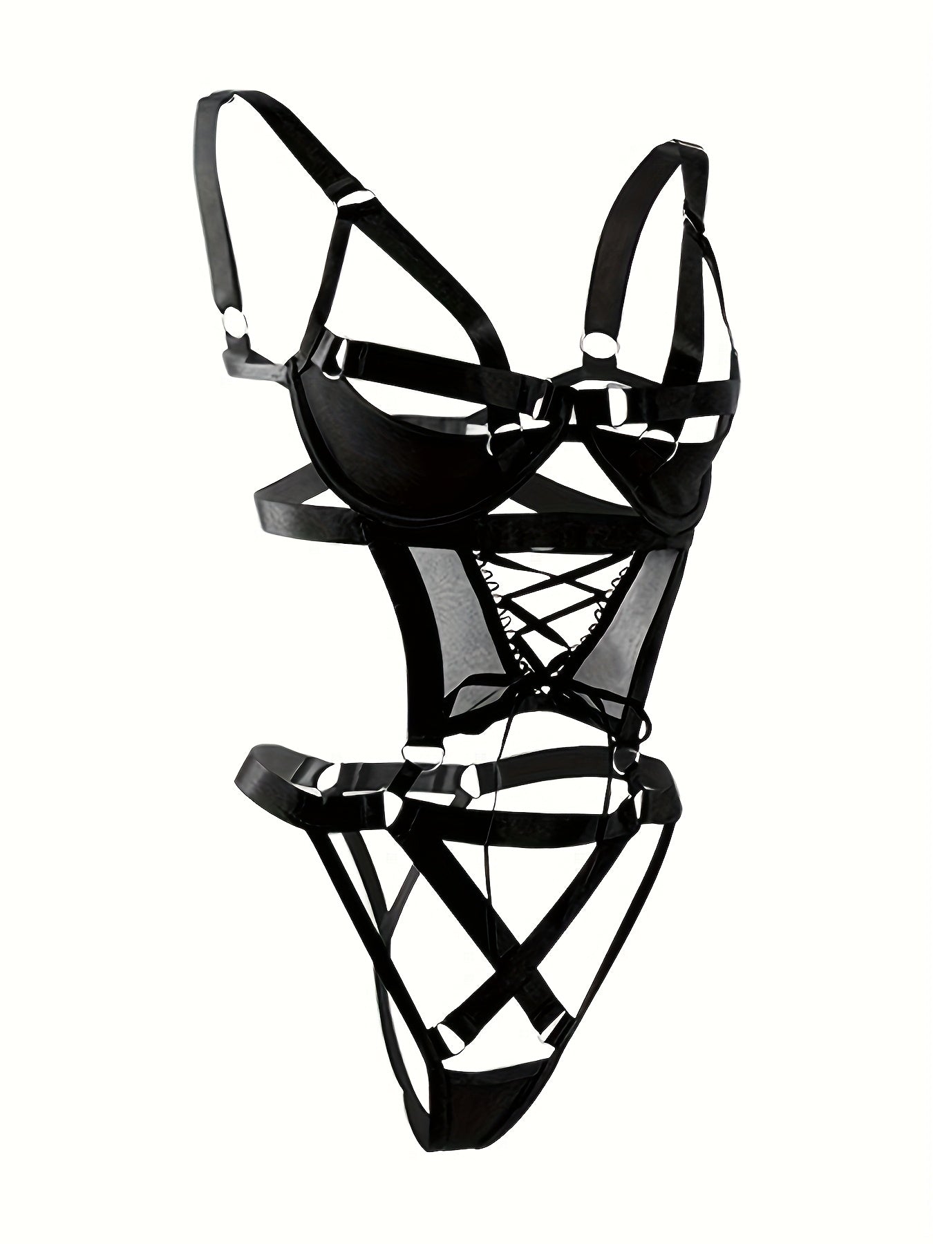 1PC WOMEN'S FASHION HOMEWEAR BODYSUIT WITH CROSS STRAPS & CUT-OUT DESIGN - BLUE, ADJUSTABLE STRAPS, TIGHT-FITTING, PERFECT FOR INTIMATE ENTERTAINMENT, INTIMATE ENTERTAINMENT ATTIRE|SLEEK HOMEWEAR|ADJUSTABLE STRAPS