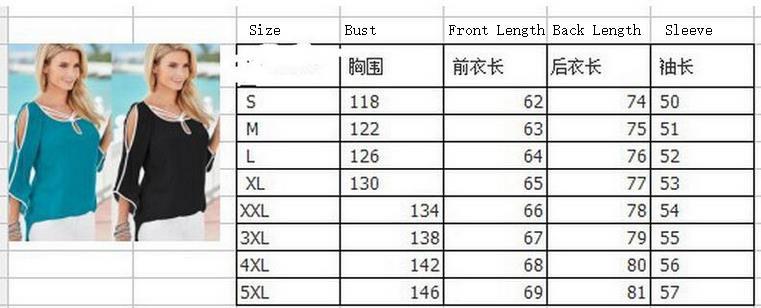 Irregular Bat-wing 3/4 Sleeves Out Shoulder Chiffon Blouse