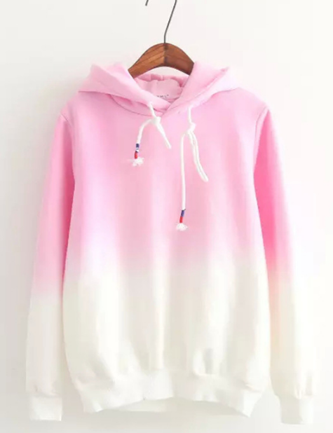 Gradient Color Korean Hooded Long Sleeves Hoodie - May Your Fashion - 2