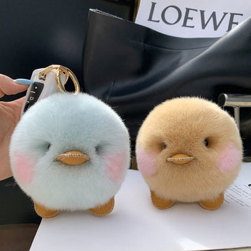 YELLOW DUCK KEYCHAIN PENDANT PLUSH TOY BACKPACK ACCESSORY