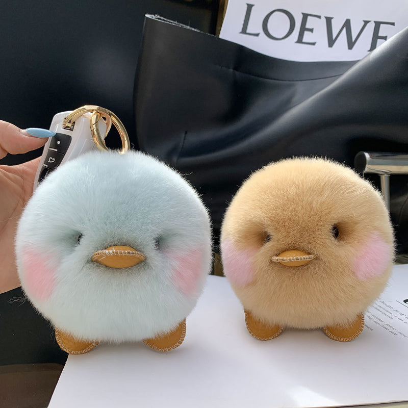 YELLOW DUCK KEYCHAIN PENDANT PLUSH TOY BACKPACK ACCESSORY