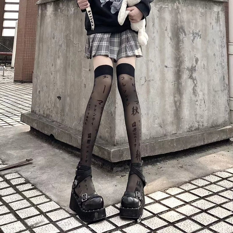 JAPANESE STOCKINGS SHOW LONG LEGS BLACK FASHION OVER-THE-KNEE SOCKS