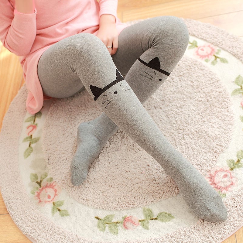CUTE CARTOON STITCHING COTTON KNITTED PANTYHOSE