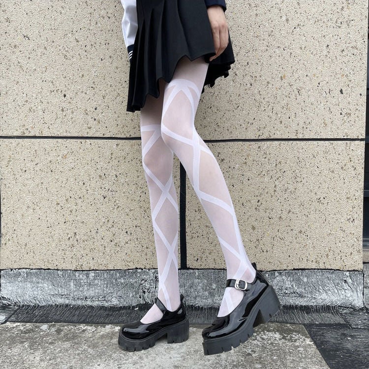 FASHION CROSS-TIE PANTYHOSE STUDENTS WEAR STOCKINGS NIGHTCLUB STOCKINGS