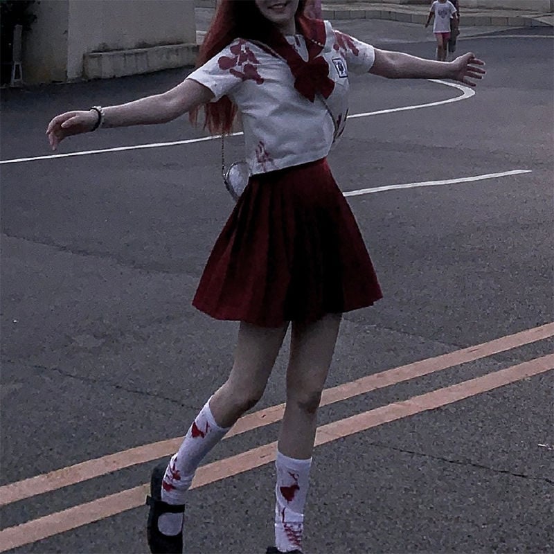 BLOOD-STAINED KNEE STOCKINGS GIRL STUDENT COLLEGE STYLE CALF SOCKS