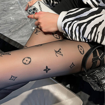 BLACK LETTER SILK STOCKINGS FASHION SILK STOCKINGS THIN ANTI HOOK SILK L LETTER FEMALE STOCKINGS