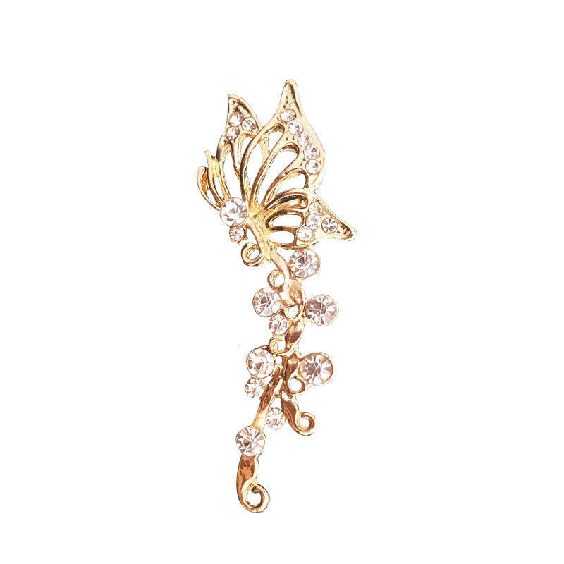 EARBONE CLIP FEMALE EARRINGS SUPER FAIRY RHINESTONE BUTTERFLY EARBONE CLIP EXAGGERATED EAR CLIP
