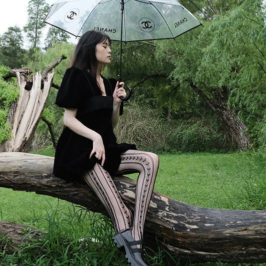 JK BLACK LOVE STRIPE LACE NET SOCKS BOTTOMED SOCKS HOLLOWED OUT FISHING NET SOCKS