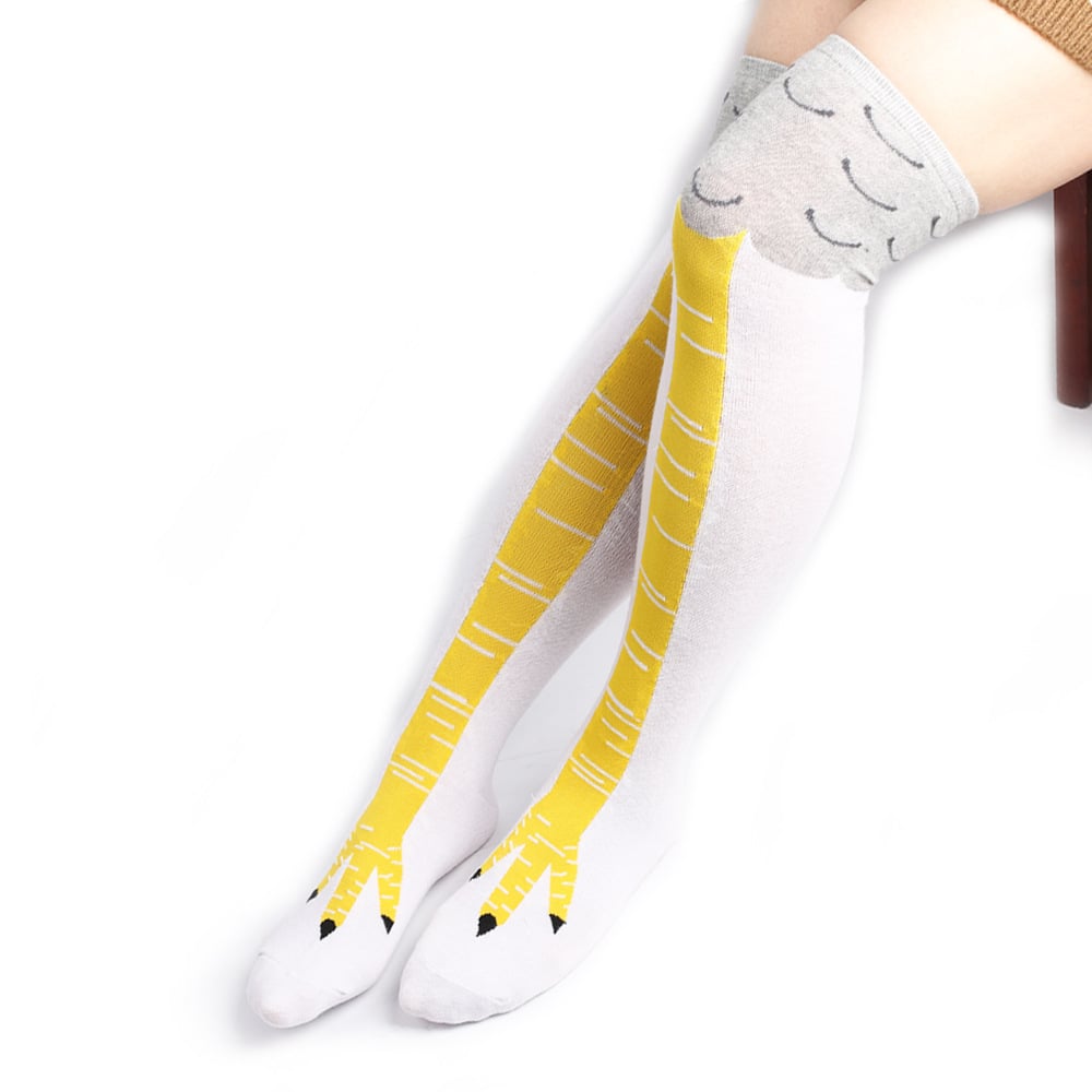 CHICKEN FEET SOCKS DAY CREATIVE OVER-KNEE SOCKS OSTRICH PATTERN GYM FUNNY MALE CALF THIN STOCKINGS