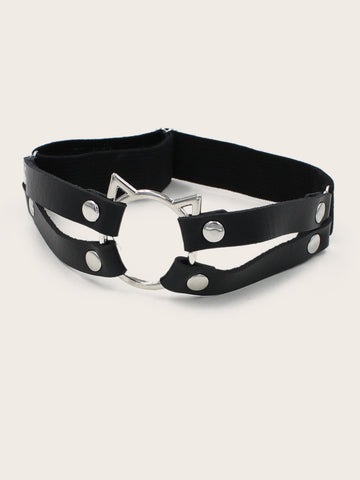 FASHION CAT GARTER HARAJUKU PUNK CAT HEAD LEATHER BAR PU LEATHER LEG SURROUNDING GARTER CLIP