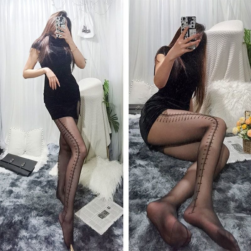 BLACK SCALE STOCKINGS ANTI-HOOK LETTER PANTYHOSE