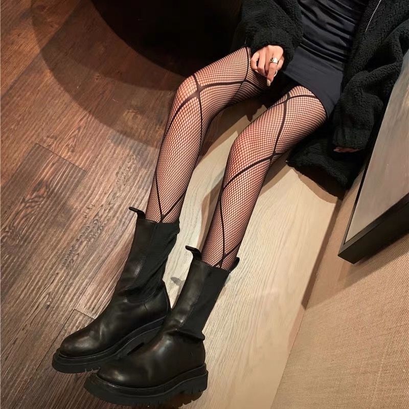 CROSSED DIAMOND MESH STOCKINGS PANTYHOSE