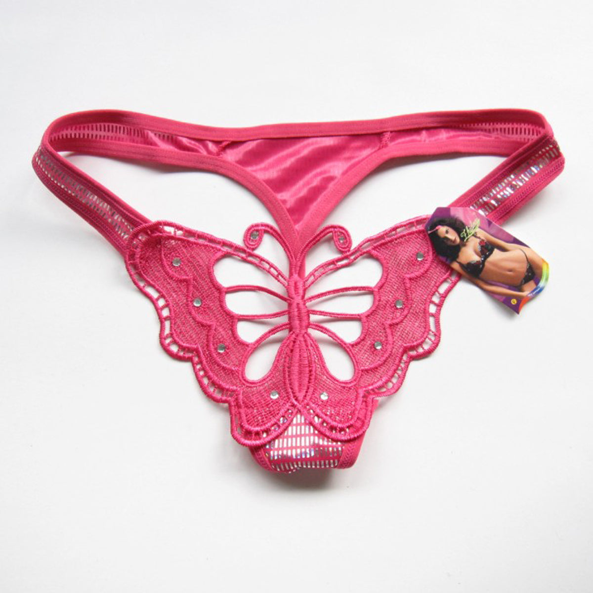 FASHION CUTE LADIES UNDERWEAR TRANSPARENT BUTTERFLY HOLLOW LOW WAIST THONG PANTIES (4 PACKS)