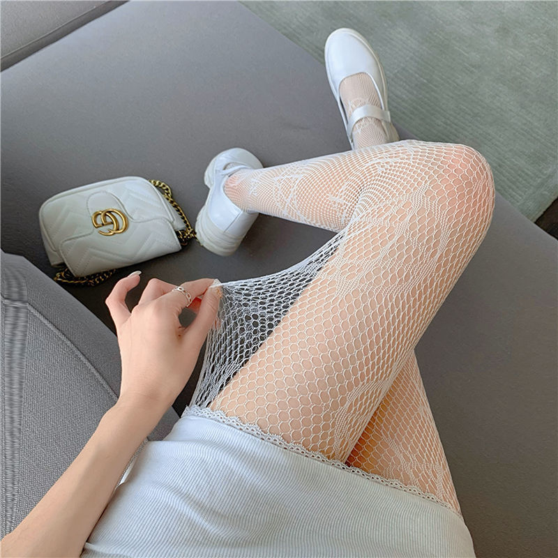THIN LEG JAPANESE MAGIC PENTAGRAM HOLLOW FISHING NET SOCKS JK LONG TUBE PANTYHOSE
