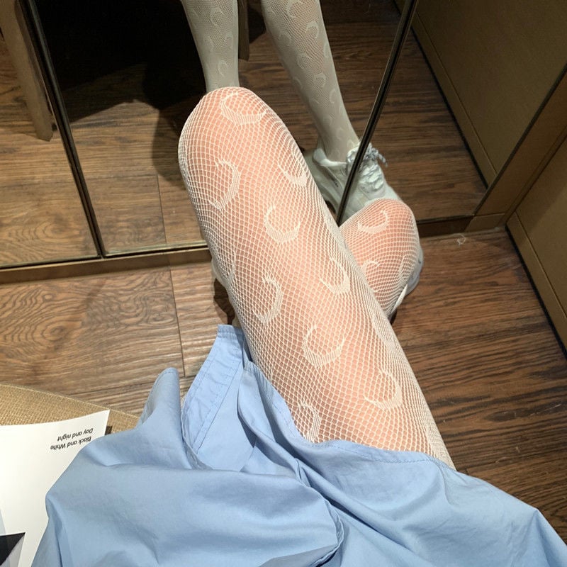 FASHION MOON JACQUARD FISHNET STOCKINGS