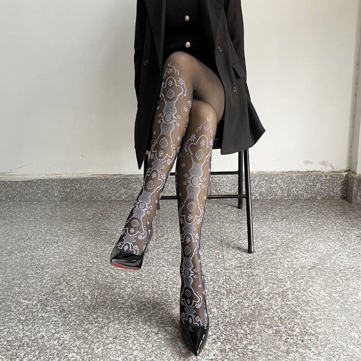 FASHION PALACE LACE JACQUARD PANTYHOSE