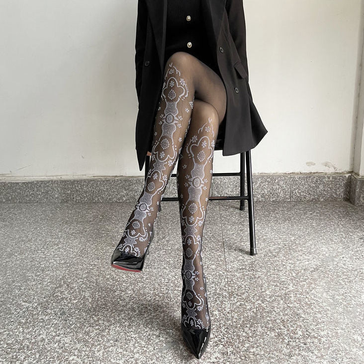 FASHION PALACE LACE JACQUARD PANTYHOSE
