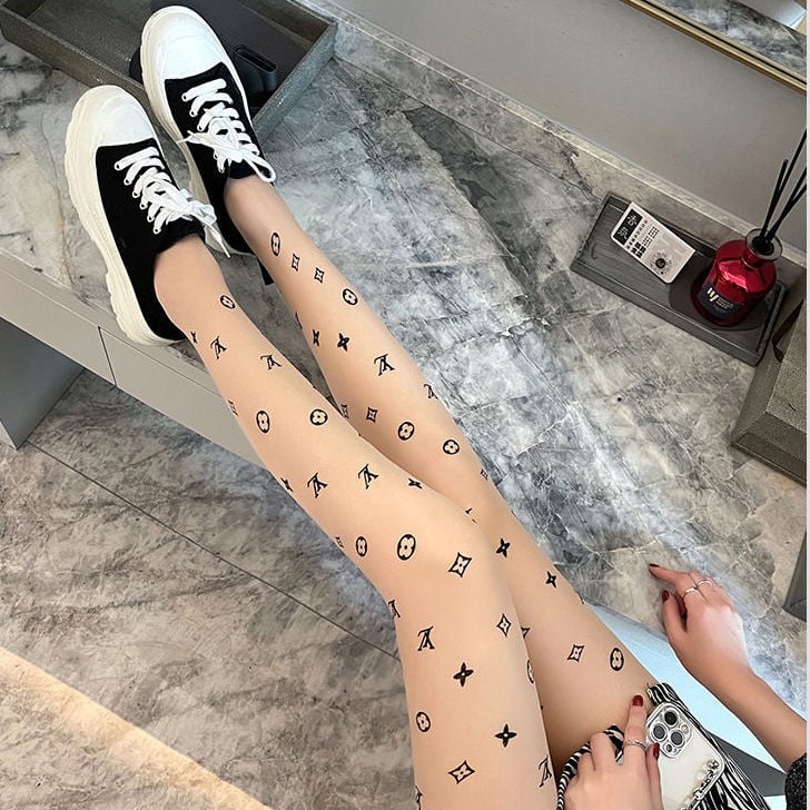 BLACK LETTER SILK STOCKINGS FASHION SILK STOCKINGS THIN ANTI HOOK SILK L LETTER FEMALE STOCKINGS
